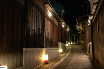 京都　石畳通りのライトアップ