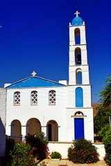 Greek orthodox church at Tarambados village, Tinos island, Cyclades, Greece.