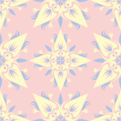 Floral seamless background. Pink, blue and yellow flower pattern