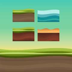 Obraz premium Game ground textures. UI games ground texture. Rock and water cartoon game texture