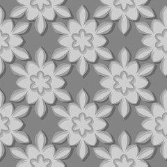 Fototapeta premium Seamless pattern. Floral gray 3d background