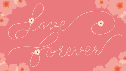 Love Forever calligraphy on pink background
