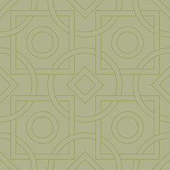 Olive green geometric ornament. Seamless pattern