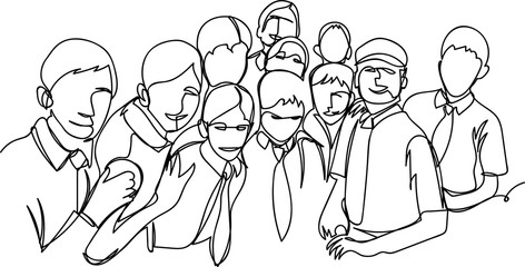 crowd of people. one line