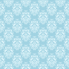 White floral seamless design on blue background