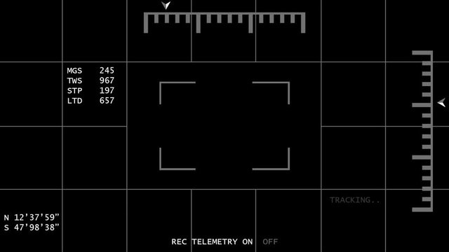 Night vision / UAV / Tracking helicopter overlay animation, set to screen for blend over footage. 4k.