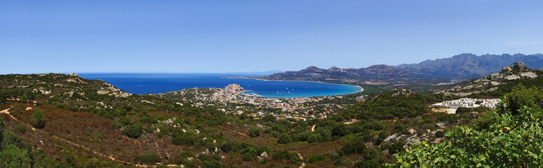 Fototapeta na wymiar Calvi bay panorama in corsica coast