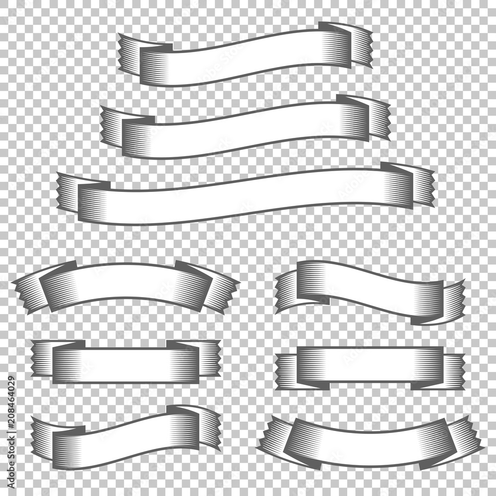 Sticker a set of banner ribbons. with space for text. a simple flat vector illustration isolated on a transp