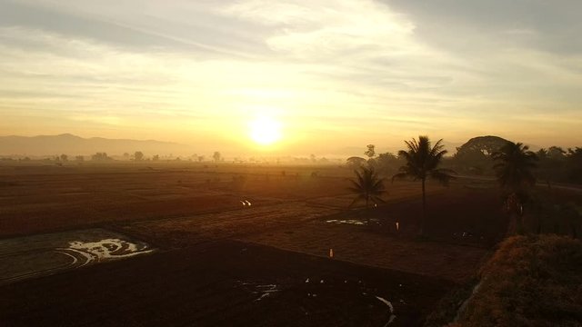 aerial view of sun rising sky at morning chiangmai thailand