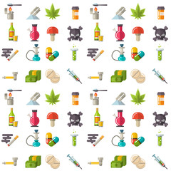 Medical drugs icon seamless pattern background vector laboratory science alcohol clinic medication web ambulance sign chemical addiction illustration.