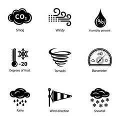 Freezing icons set. Simple set of 9 freezing vector icons for web isolated on white background