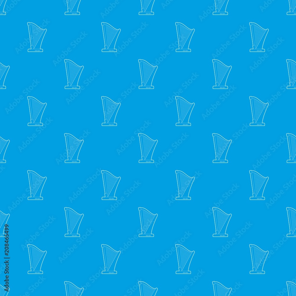 Poster harp pattern vector seamless blue repeat for any use