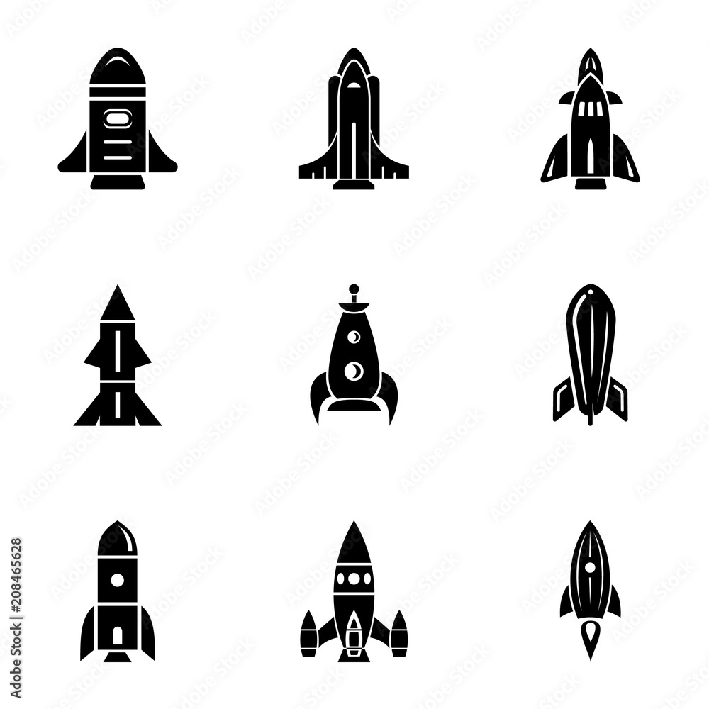 Poster missile icons set. simple set of 9 missile vector icons for web isolated on white background