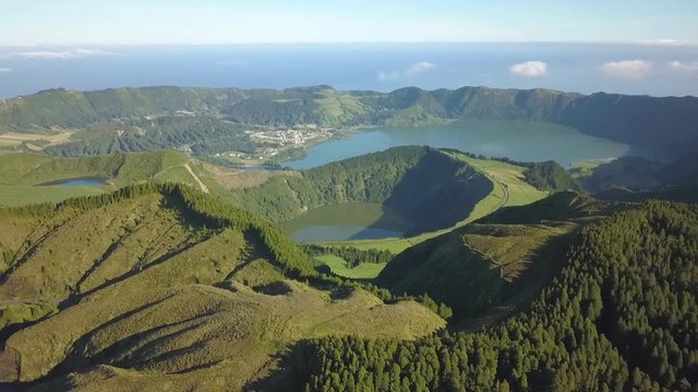 azores aerial view shot from cinematic drone