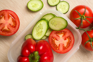 cucumber tomato pepper vegetables