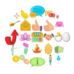 Graciousness icons set. Cartoon set of 25 graciousness vector icons for web isolated on white background