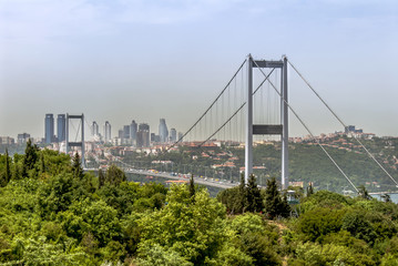 Fototapeta na wymiar Istanbul, Turkey, 2 July 2006: Bosphorus Bridge