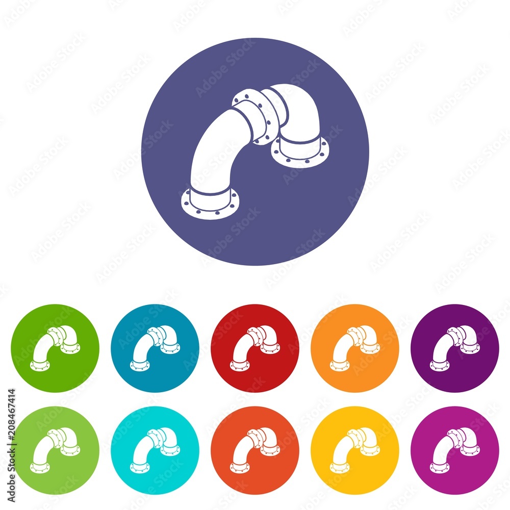 Poster curved pipe icons color set vector for any web design on white background