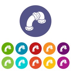 Curved pipe icons color set vector for any web design on white background