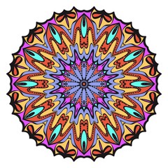 Floral Geometric Pattern with hand-drawing Mandala. Vector illustration. For fabric, textile, bandana, scarg, print.