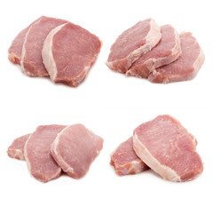 raw meat pork on white