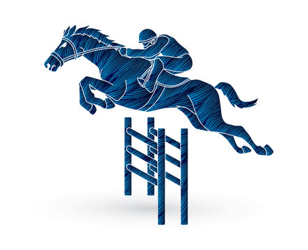 Jockey riding horse, hose racing designed using grunge brush graphic vector.