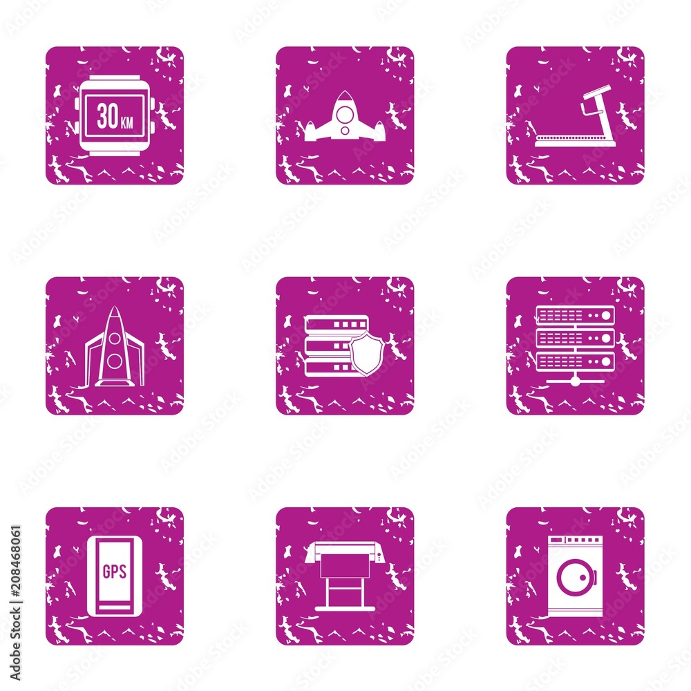 Poster training calculation icons set. grunge set of 9 training calculation vector icons for web isolated o