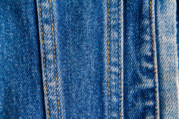 part of blue worn denim close-up, background