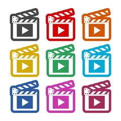 Movie icon, Film Flap sticker, color icons set
