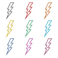 Lightning bolt icon, color icons set