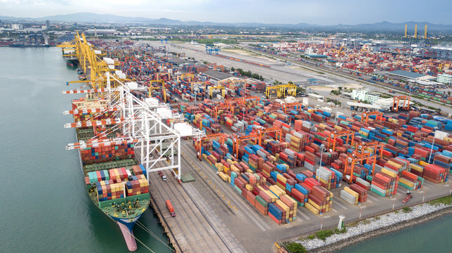 Landscape from bird eye view for Laem chabang logistic portLandscape from bird eye view for Laem chabang logistic port