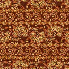 Paisley Floral ethnic seamless Pattern.Ornamental motifs of the Indian fabric patterns.