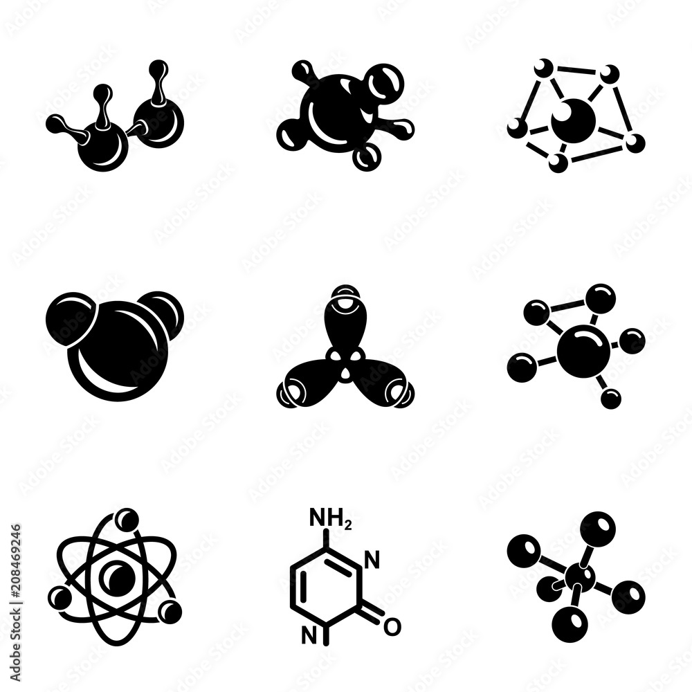 Poster physicist icons set. simple set of 9 physicist vector icons for web isolated on white background