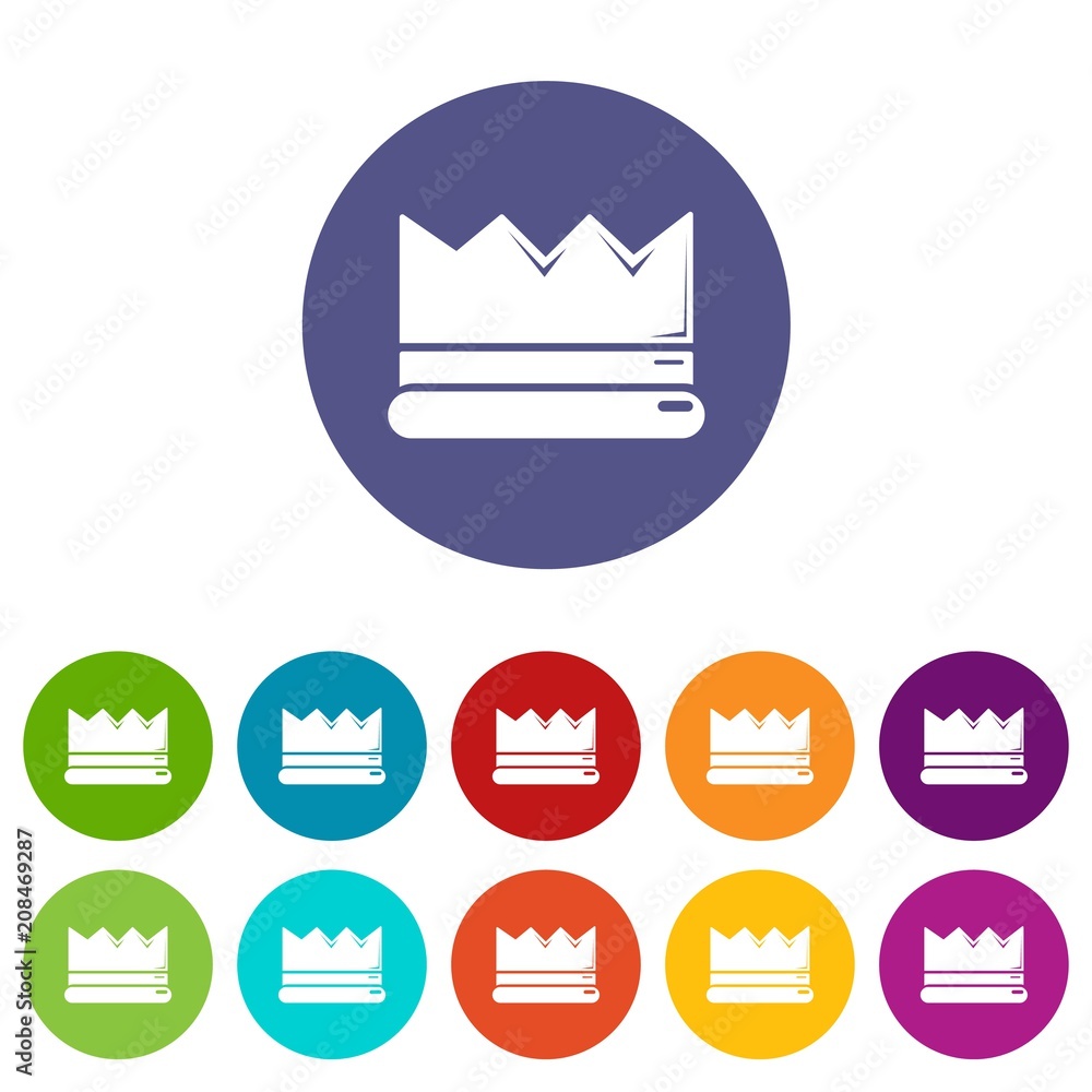 Poster silver crown icons color set vector for any web design on white background