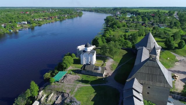 Over the old Ladoga fortress. Leningrad region, Russia