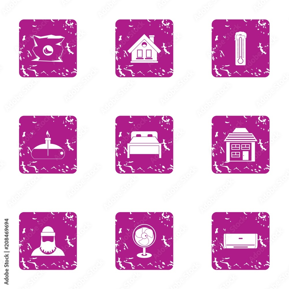 Poster internal icons set. grunge set of 9 internal vector icons for web isolated on white background