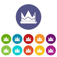 Prince crown icons color set vector for any web design on white background