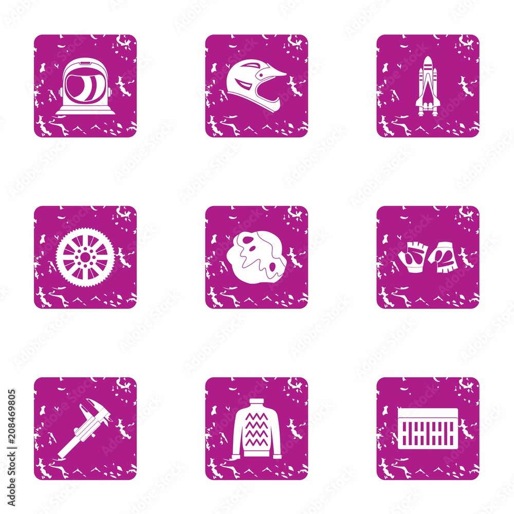Poster measurement of protection icons set. grunge set of 9 measurement of protection vector icons for web 