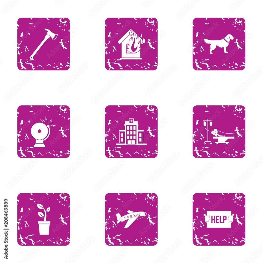 Poster outside help icons set. grunge set of 9 outside help vector icons for web isolated on white backgrou