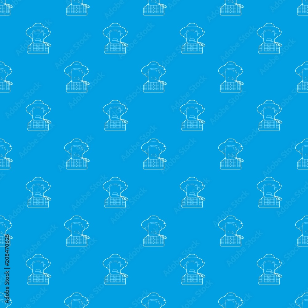 Poster farmer pattern vector seamless blue repeat for any use