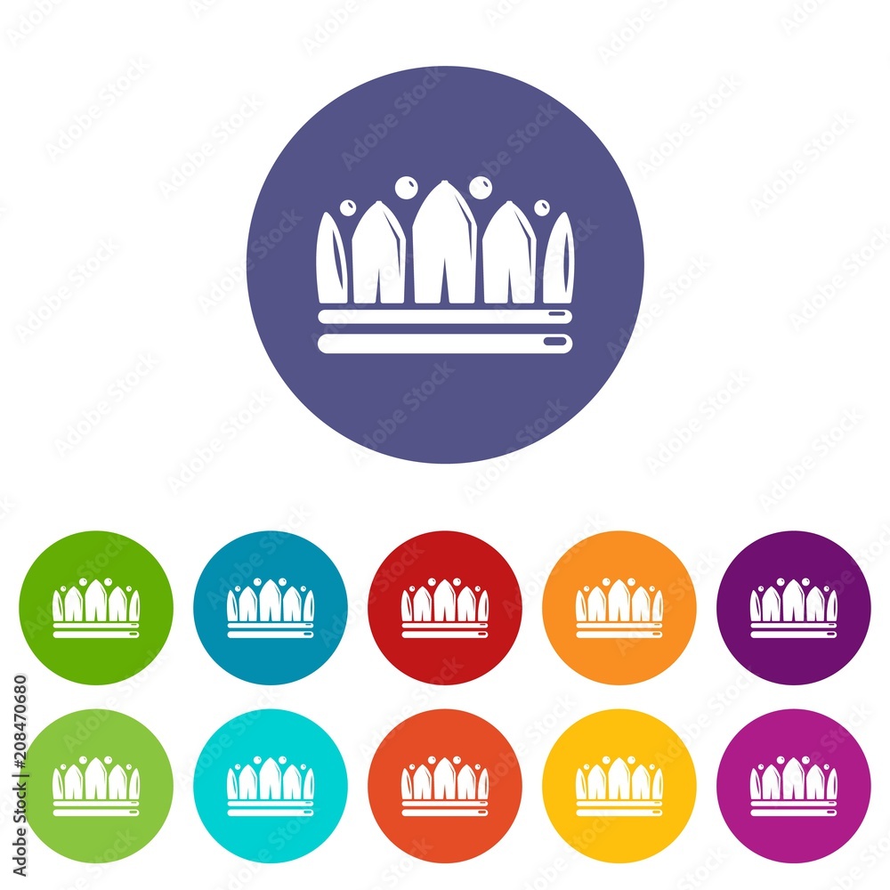 Poster snow crown icons color set vector for any web design on white background