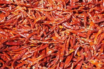 dry red chili texture in market