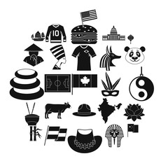 Monument icons set. Simple set of 25 monument vector icons for web isolated on white background