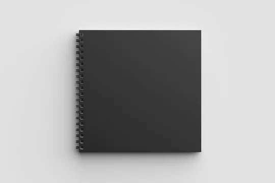 Spiral Binder Square Notebook Mock Black Cover Isolated Soft Gray