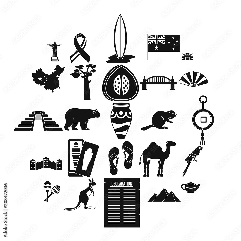 Poster attraction icons set. simple set of 25 attraction vector icons for web isolated on white background