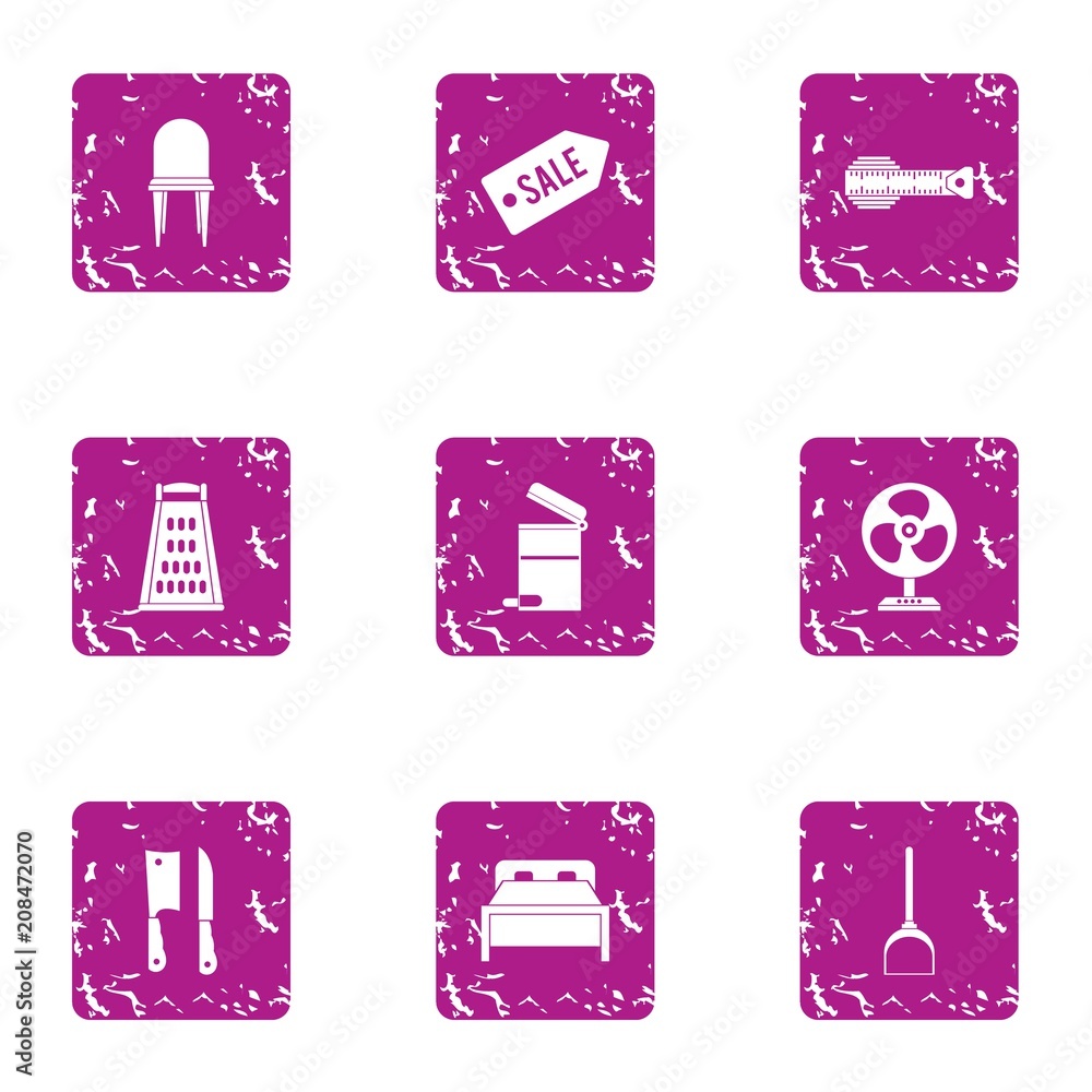 Poster closeout icons set. grunge set of 9 closeout vector icons for web isolated on white background