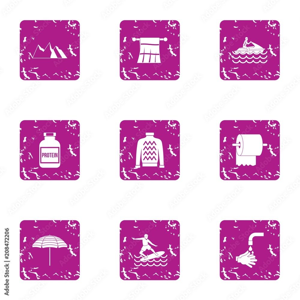 Aufkleber equatorial icons set. grunge set of 9 equatorial vector icons for web isolated on white background