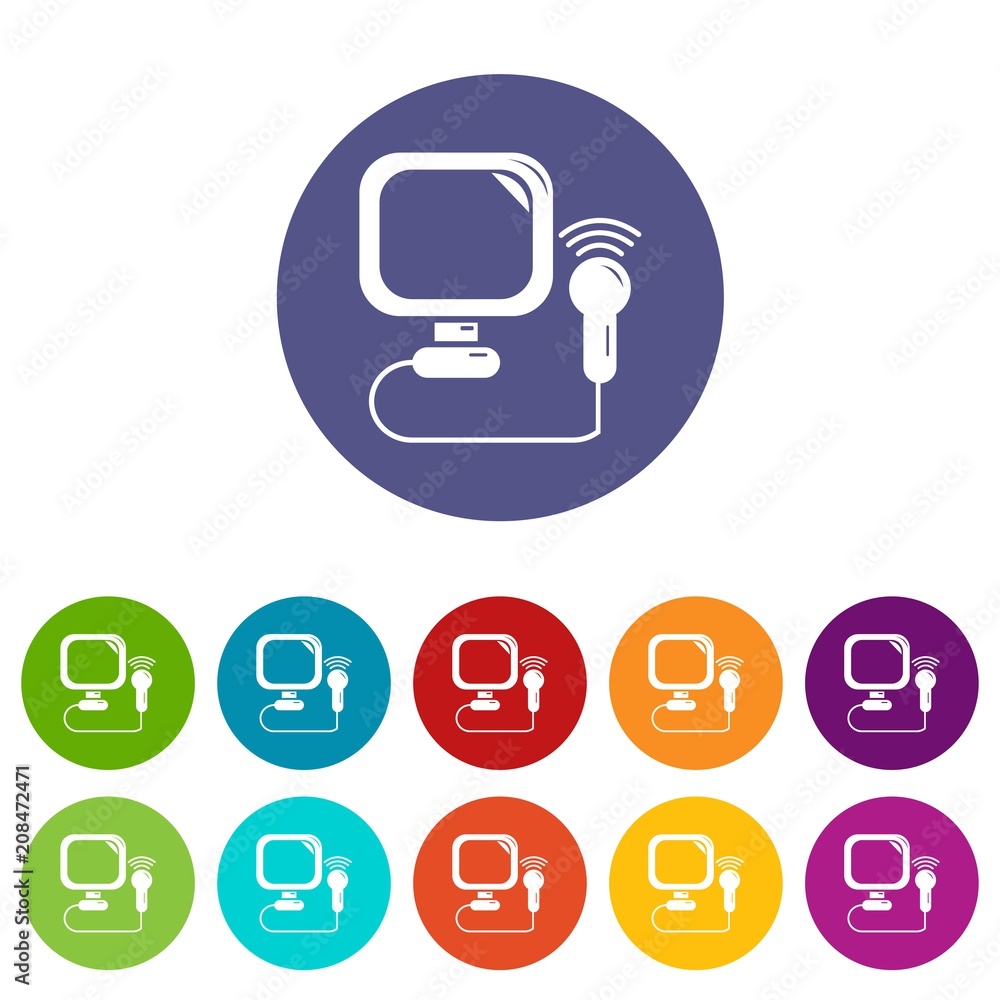 Poster ultrasound icons color set vector for any web design on white background