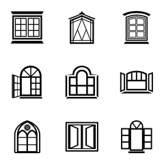 Stained glass icons set. Simple set of 9 stained glass vector icons for web isolated on white background