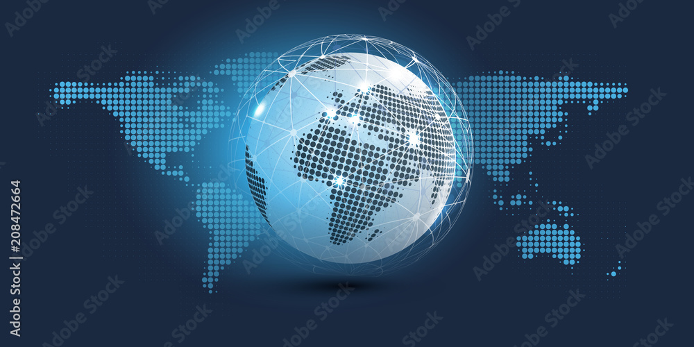Poster digital network connections, technology background - cloud computing design concept with spotted ear